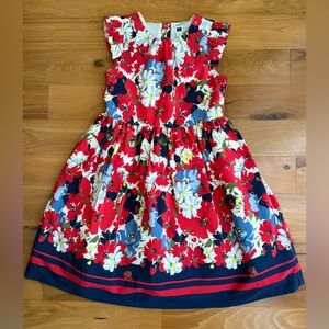 Janie and Jack Red Blue Special Occassion Floral Pleated Ruffled Sundress,7US